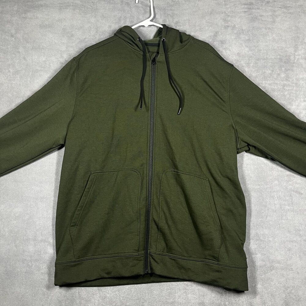Mondetta Hoodie Men 2XL Olive Green Performance Classic Pockets Full Zip Outdoor